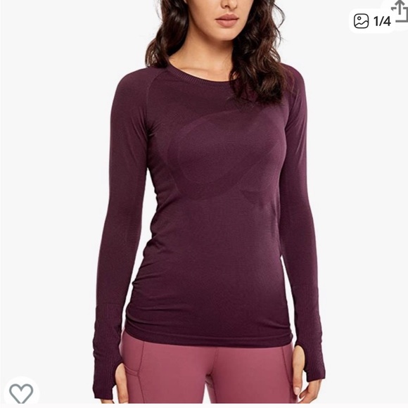 Crz Yoga Speedy Seamless Long-Sleeved Running Shirt Maroon Small - Picture 1 of 9